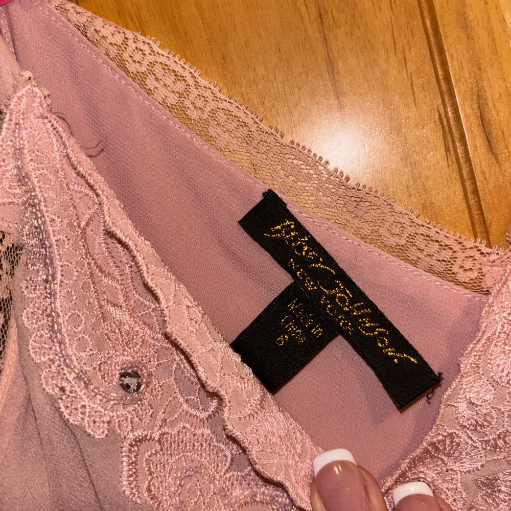 Women's Pink Lace-Trim Slip Dress - Picture 3 of 3